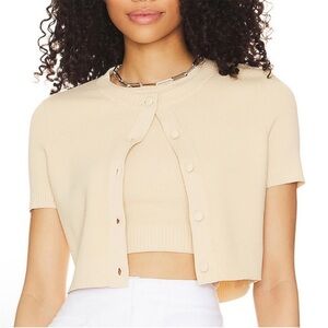 Lovers + friends Claudia Women's Cream Short Sleeve Cardigan Sweater size small